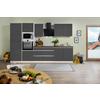 Küchenblock Lorena Küchenblock 335 cm - Grau Hochglanz/Graphitfarben, Basics, Holzwerkstoff (335cm) - Respekta