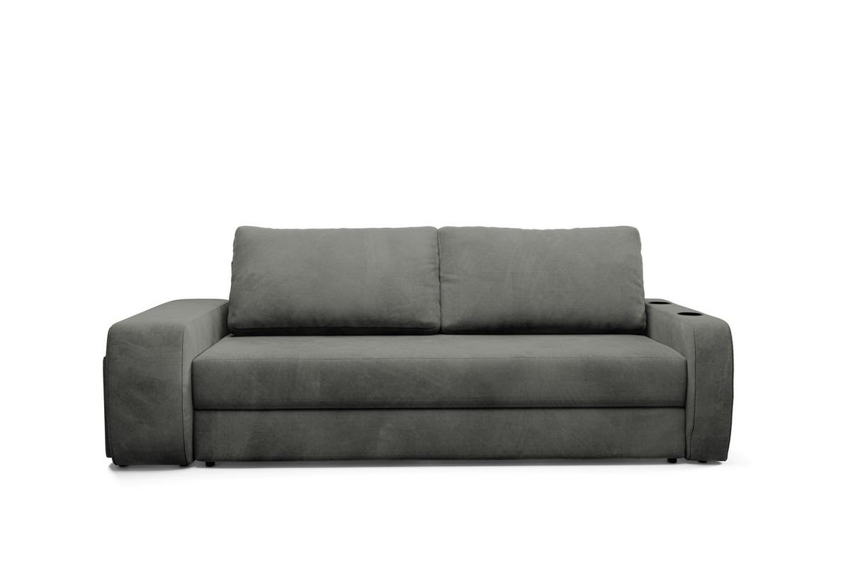 Schlafsofa Ines Grau B: 258cm - Schwarz/Grau, Design, Textil (258/98/95cm) - Livetastic