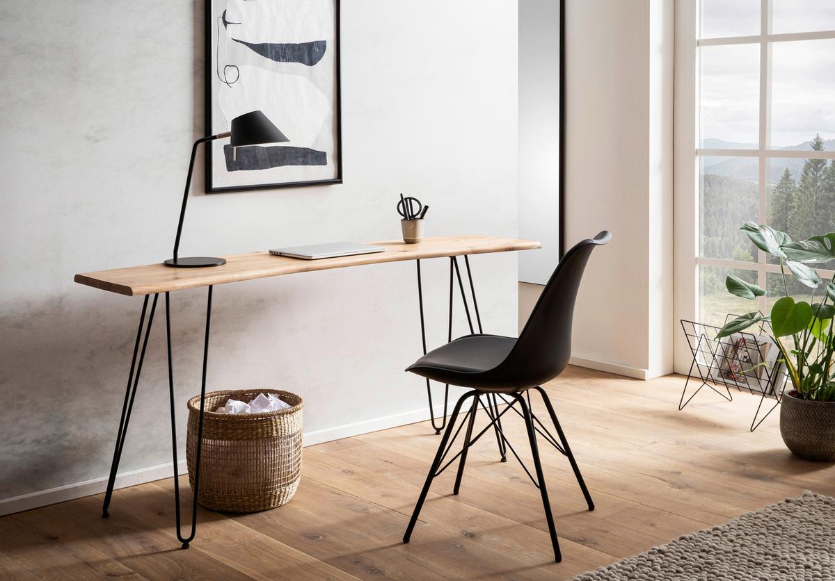 Schreibtisch Akaziefarben L: 150 Cm - Schwarz/Akaziefarben, Design, Holz/Metall (150/36/75cm) - MID.YOU