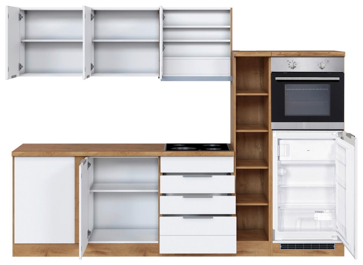 Eckküche Florenz Mit Geräten 240x270 Cm Weiß/eichefarben - Eiche Wotan/Weiß, Design, Holzwerkstoff (240/270cm) - Held