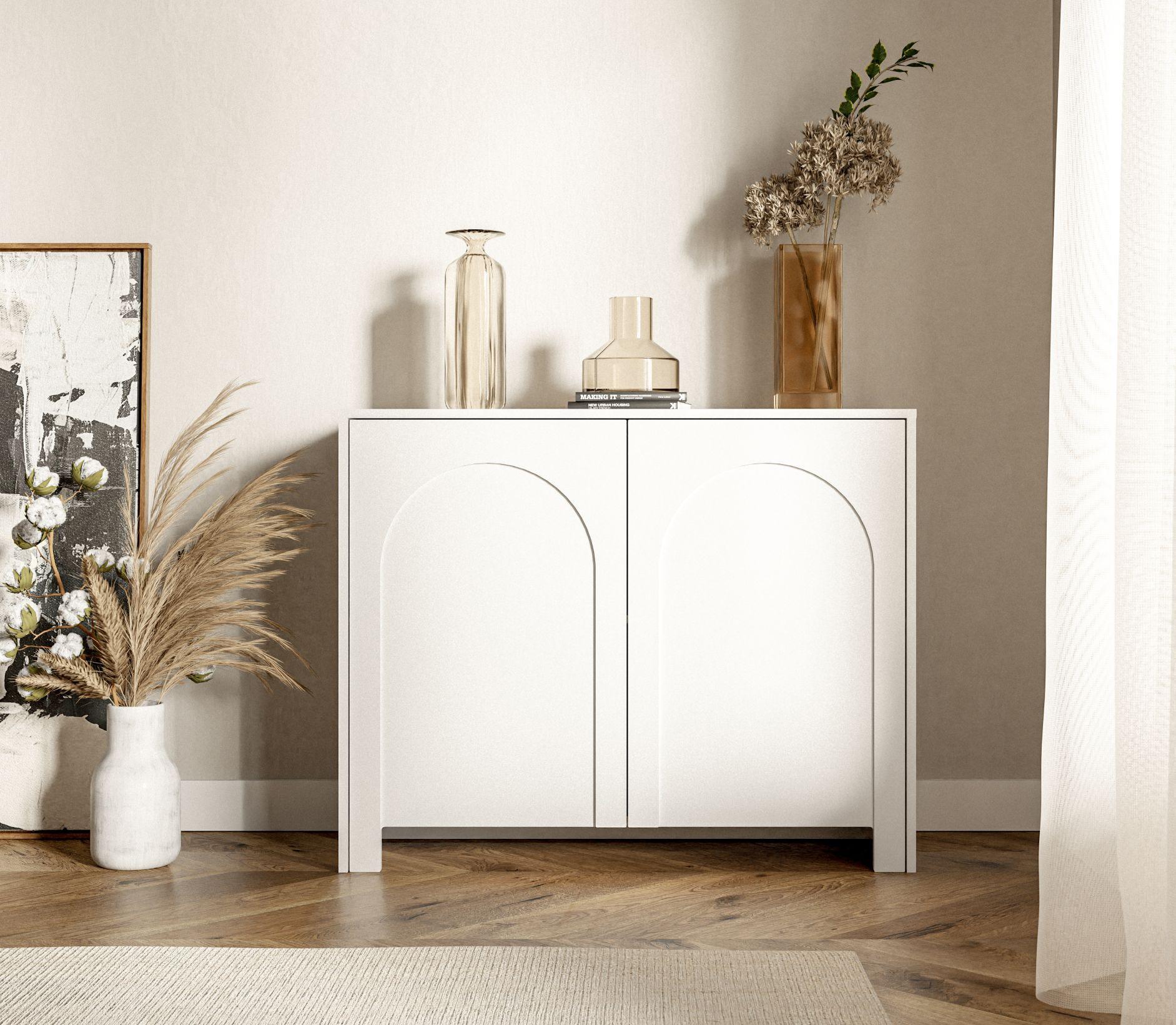 Bílá komoda, bezúchytkové otevíraní, š: 100 cm - bílá, Design, kompozitní dřevo (100/81/35cm)