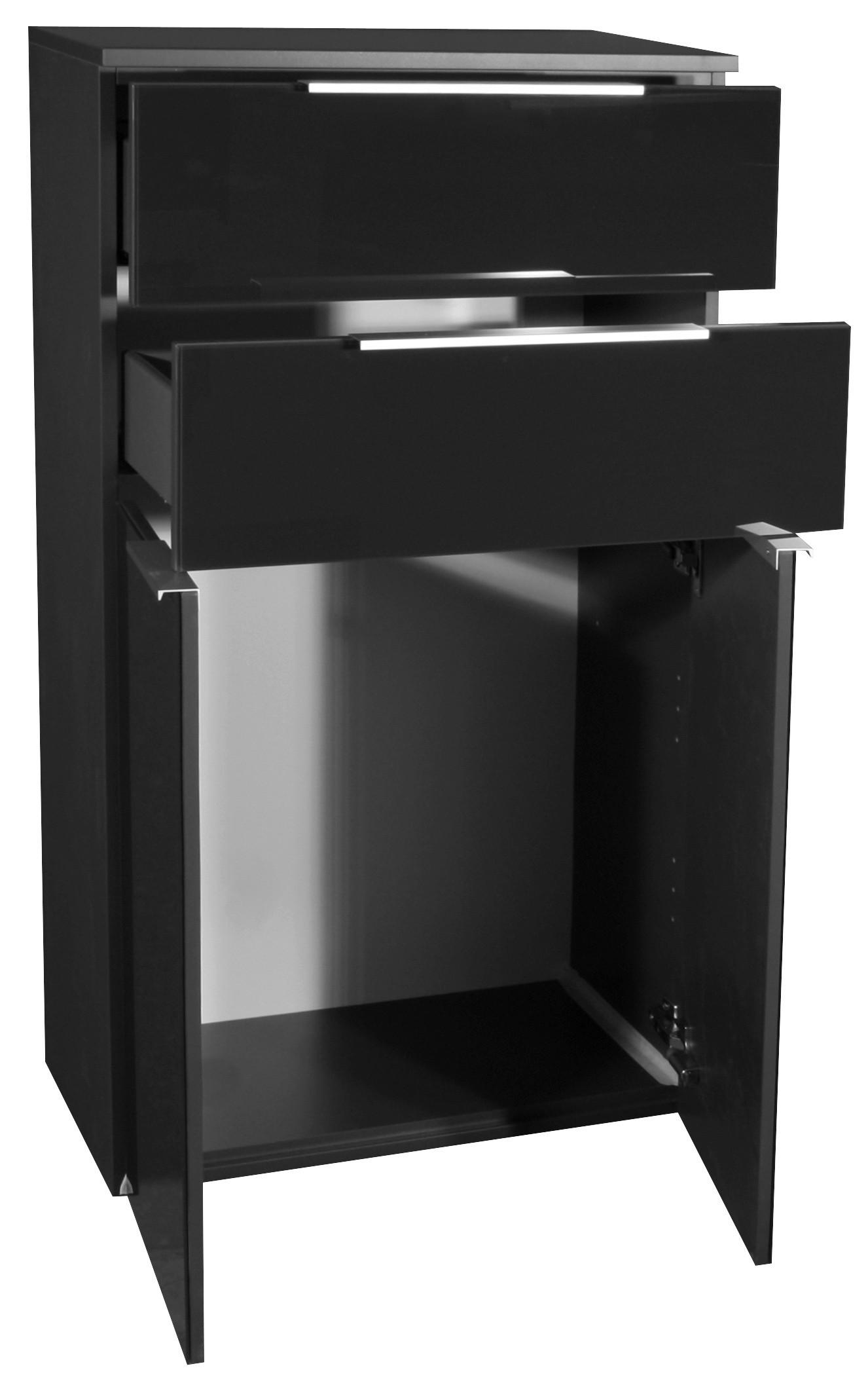 Midischrank Mit Soft-Close Kara B: 61cm, Anthrazit - Anthrazit/Alufarben, MODERN, Glas/Holzwerkstoff (61/106,5/32cm) - MID.YOU