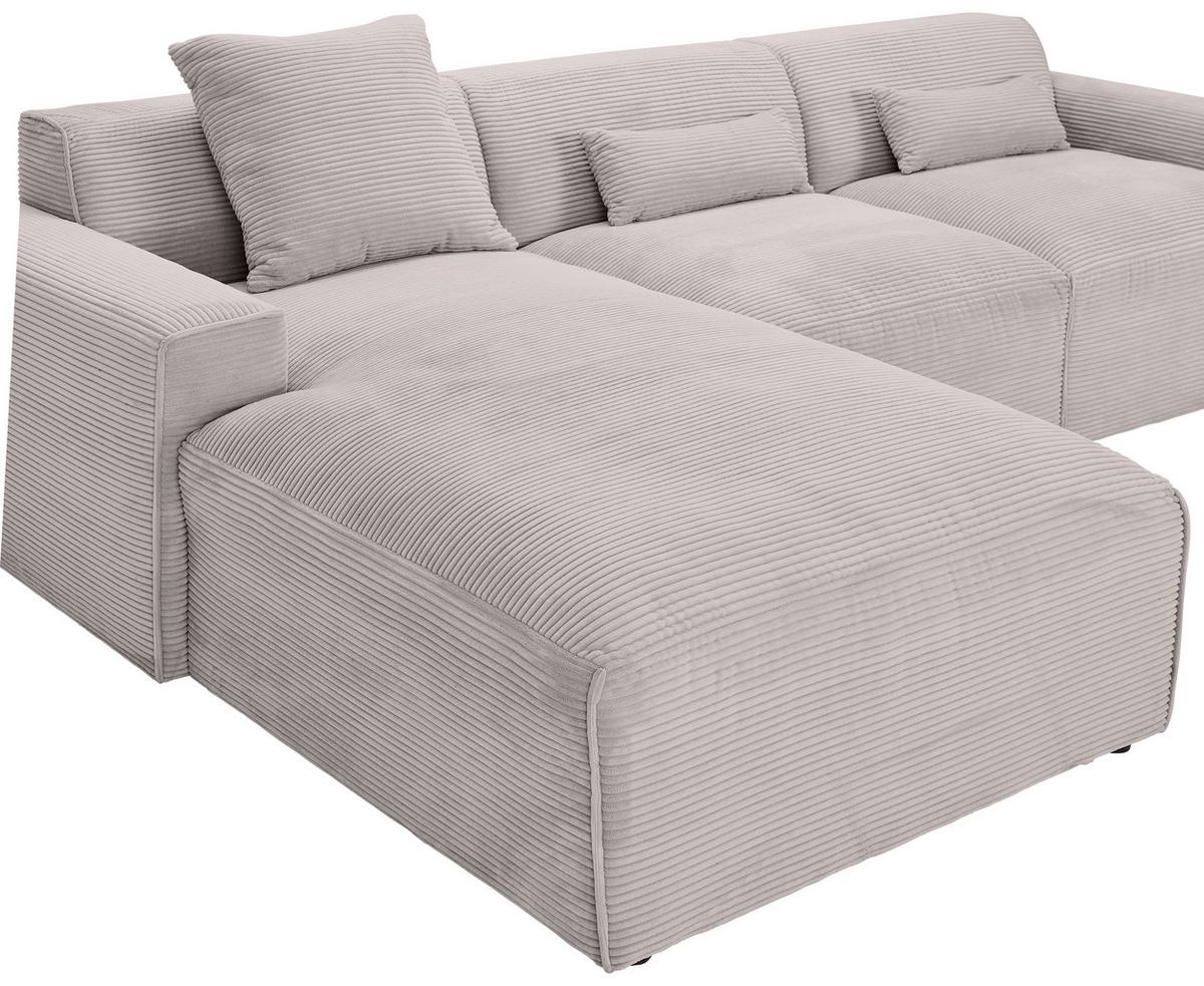 Ecksofa Mit Zierkissen Pearl Taupe 196x303 Cm - Taupe/Schwarz, Design, Textil (196/303cm) - Livetastic