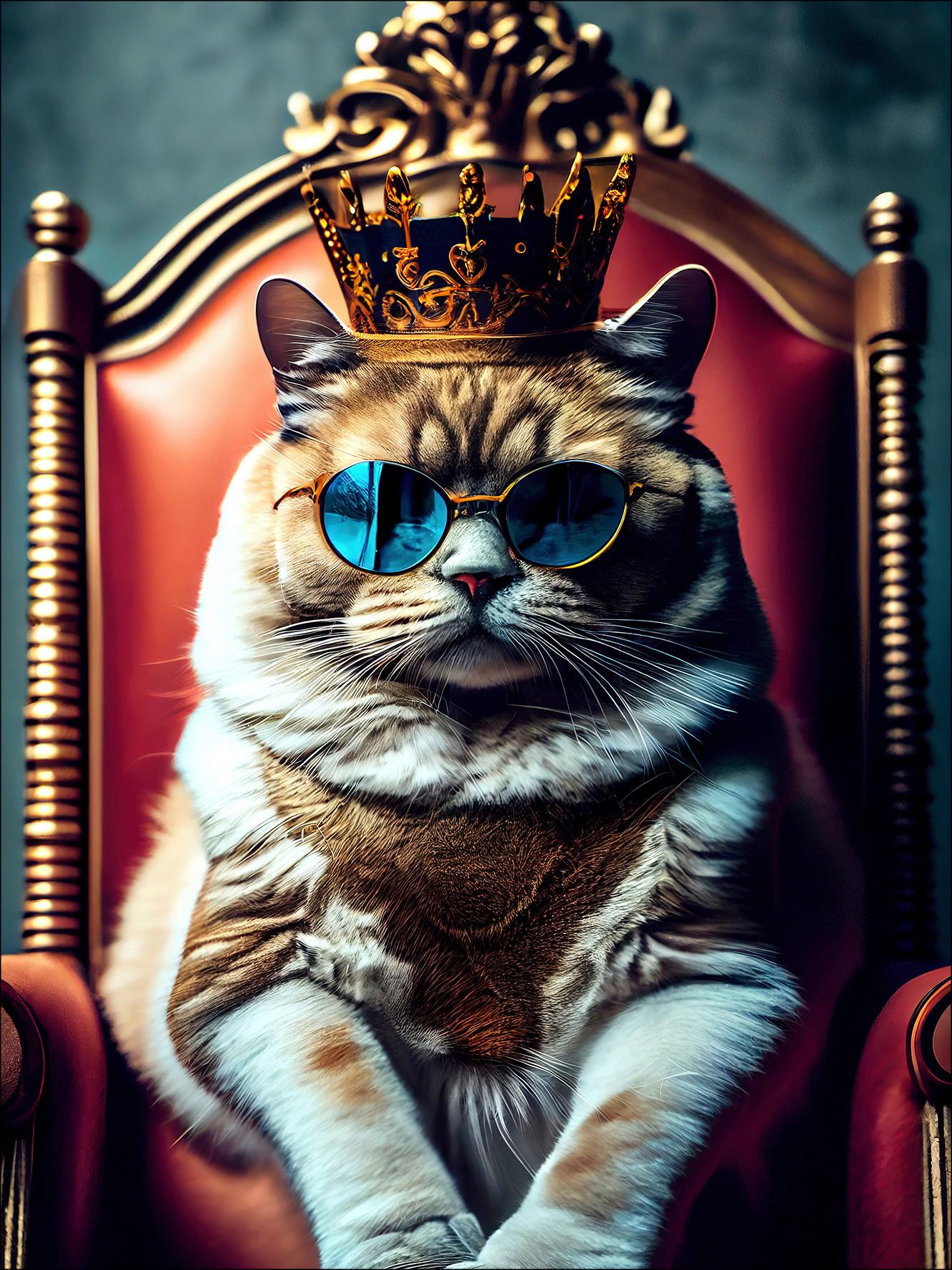 Leinwandbild The Cat Is King 57x77 cm