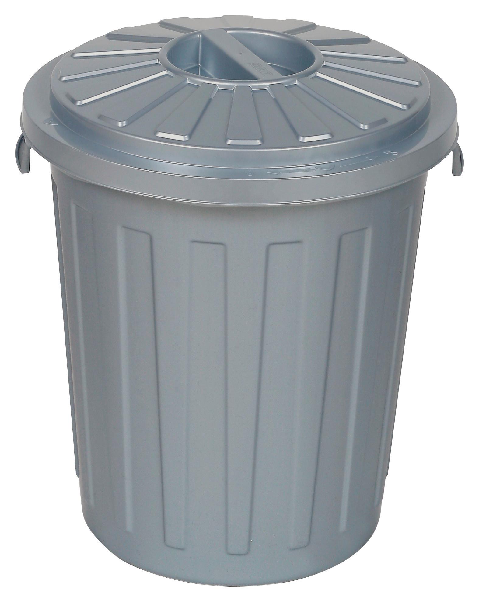 Mülleimer Mini Tonne + Deckel 7 L Kunststoff Silber - Silberfarben, KONVENTIONELL, Kunststoff (24/29cm)