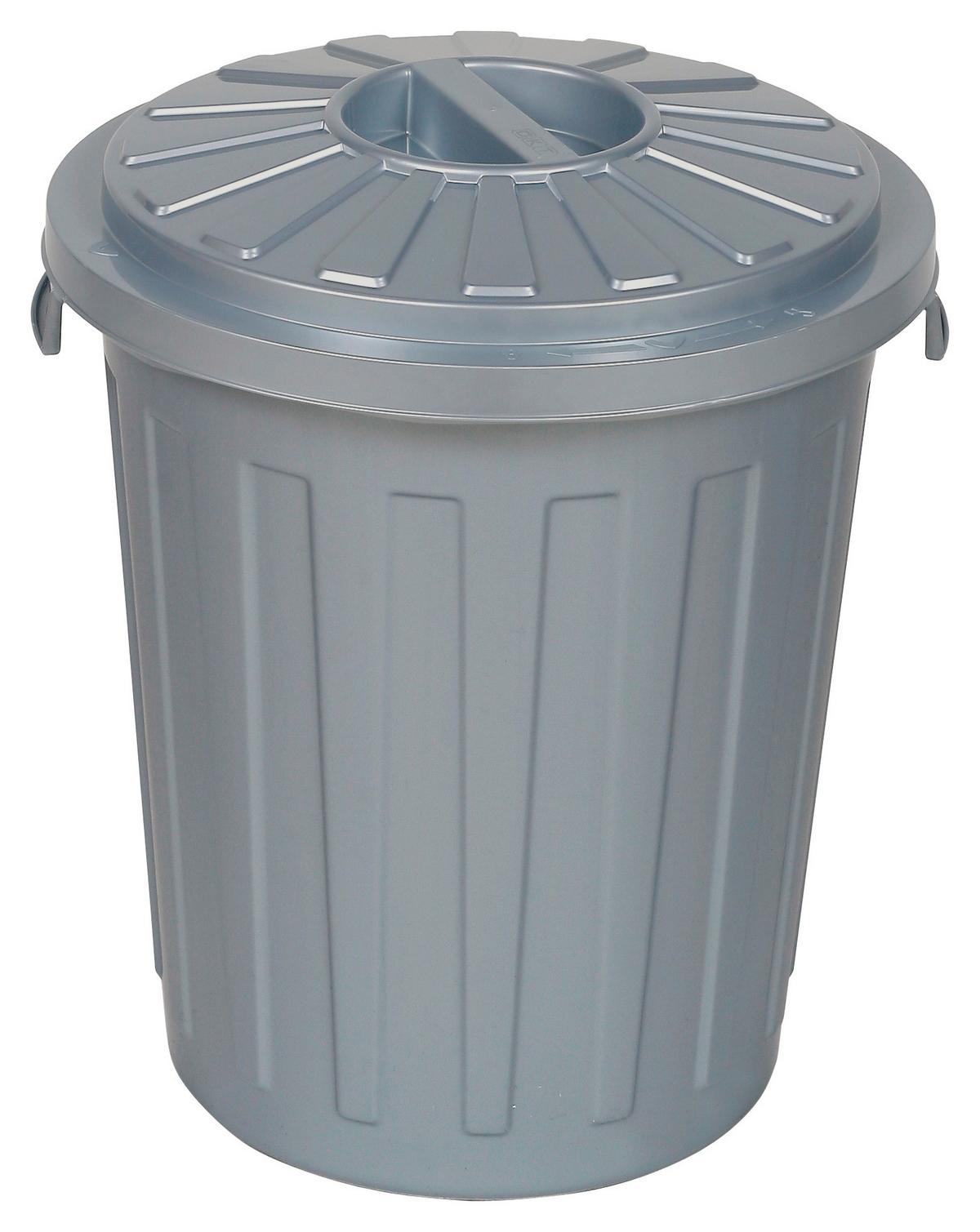 Mülleimer Mini Tonne + Deckel 7 L Kunststoff Silber - Silberfarben, KONVENTIONELL, Kunststoff (24/29cm)