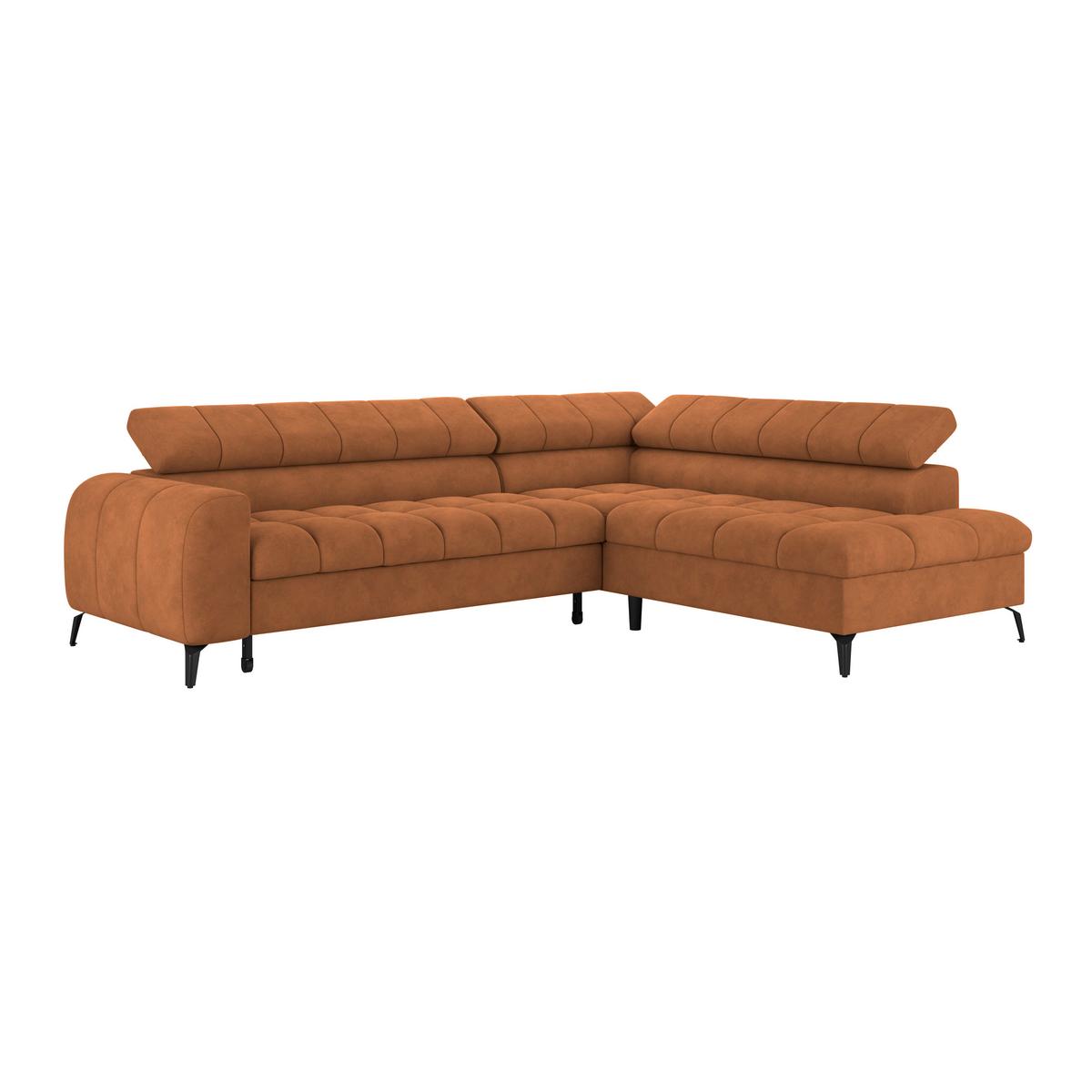 Ecksofa Volf Rechts New Rostfarben, S: 261x203 cm - Rostfarben/Schwarz, Trend, Kunststoff/Textil (261/203cm)