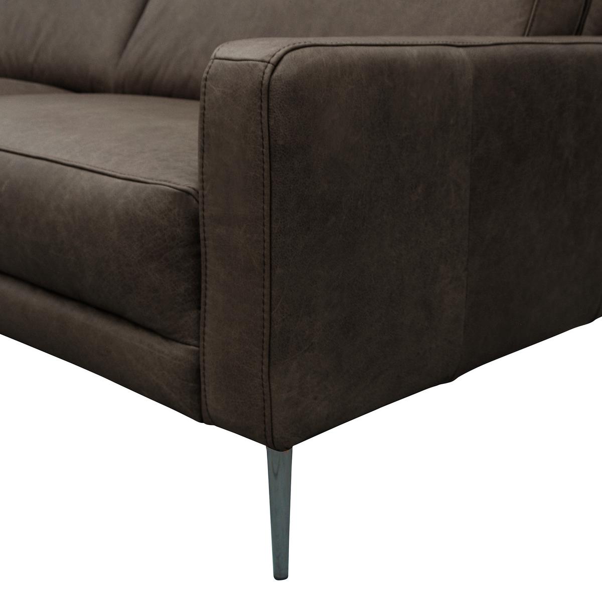 2-Sitzer-Sofa Spring, Fango B: 157 cm - Fango/Schwarzchrom, Design, Leder (157/85/92cm) - Livetastic