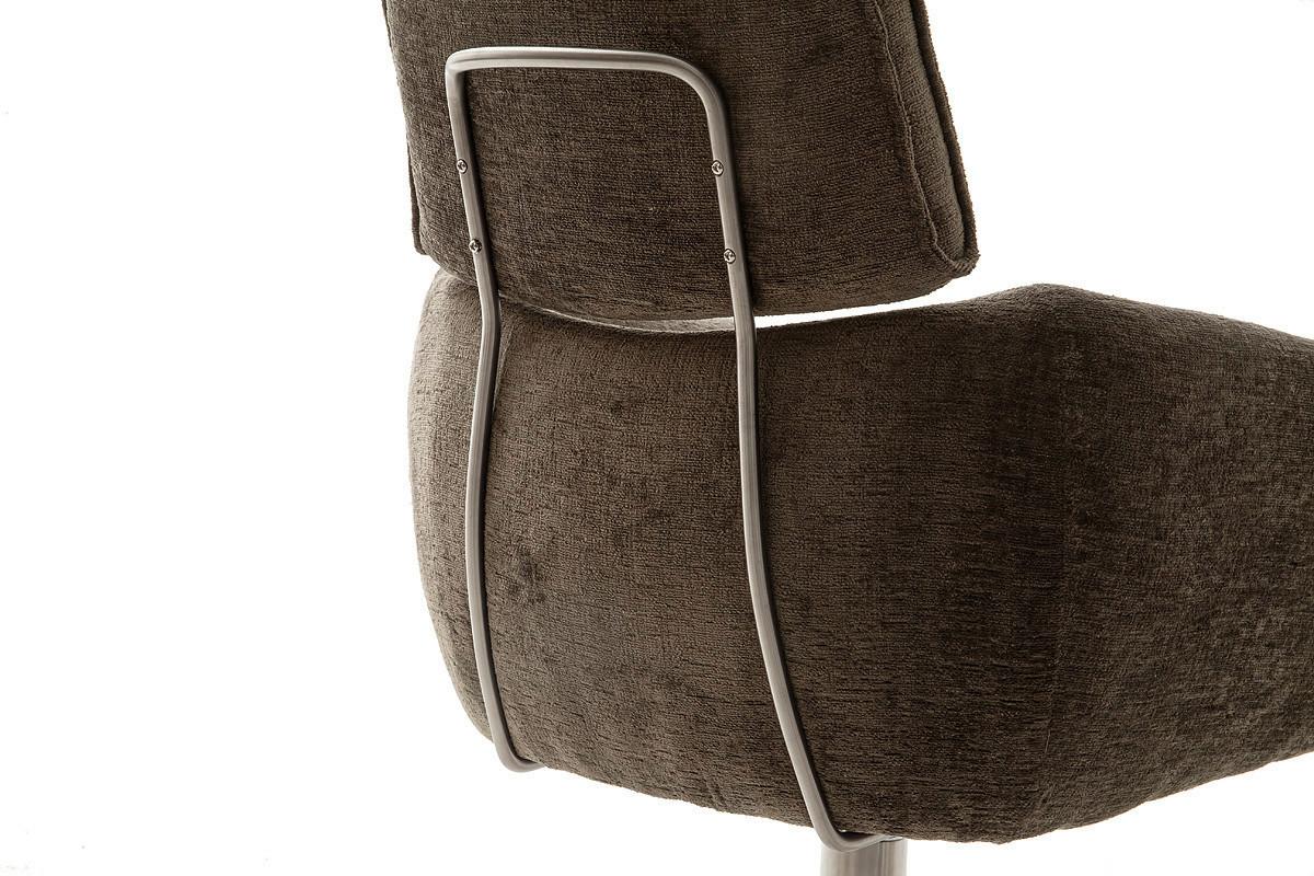 Armlehnstuhl Quebec Chenille Braun 360° drehbar - Edelstahlfarben/Schwarz, KONVENTIONELL, Textil/Metall (60/92/64cm)