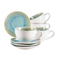 Kaffeeservice Frozen Steinzeug 4 Personen Geschirr Set - Grün, Basics, Keramik (13,5/6,5/10cm) - Mäser