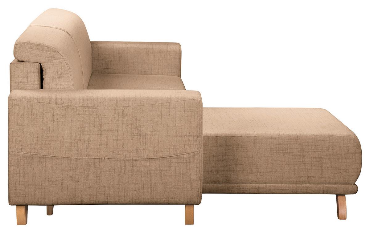 Ecksofa Bella Beige S: 257x174 cm - Wengefarben/Beige, Design, Textil (257/174cm) - Livetastic