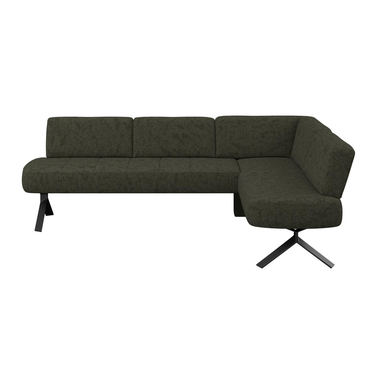 Eckbank grün mit Metallbeinen Ulmo 248x176 cm - Schwarz/Grün, MODERN, Textil/Metall (248/176cm)