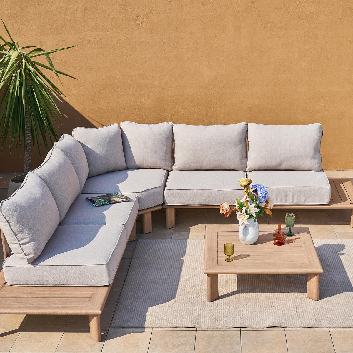 Dining-Loungeset Avery Beige - Eichefarben/Braun, Basics, Metall (290/290/68cm) - Ambia Garden