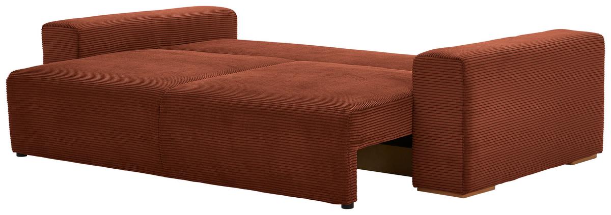 Schlafsofa Vouge Kupferfarben Bettkasten, B: 255 Cm - Buchefarben/Schwarz, KONVENTIONELL, Textil (255/86/123cm) - Livetastic