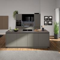 Einbauküche Ip3150 - Schwarz/Braun, MODERN, Holzwerkstoff (243/240cm) - Impuls