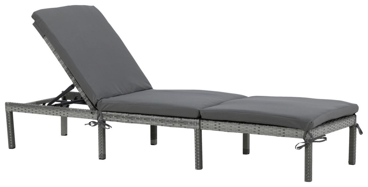 Sonnenliege Bilbao Kunststoffgeflecht - Grau, KONVENTIONELL, Kunststoff/Textil (59/84/198cm) - Gardenson