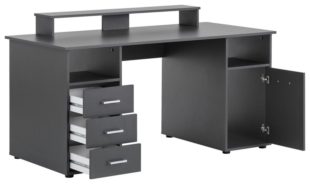 Schreibtisch B 70 cm H 70 cm Niels, Anthrazit - Anthrazit/Schwarz, MODERN, Holzwerkstoff (150/70/70cm)