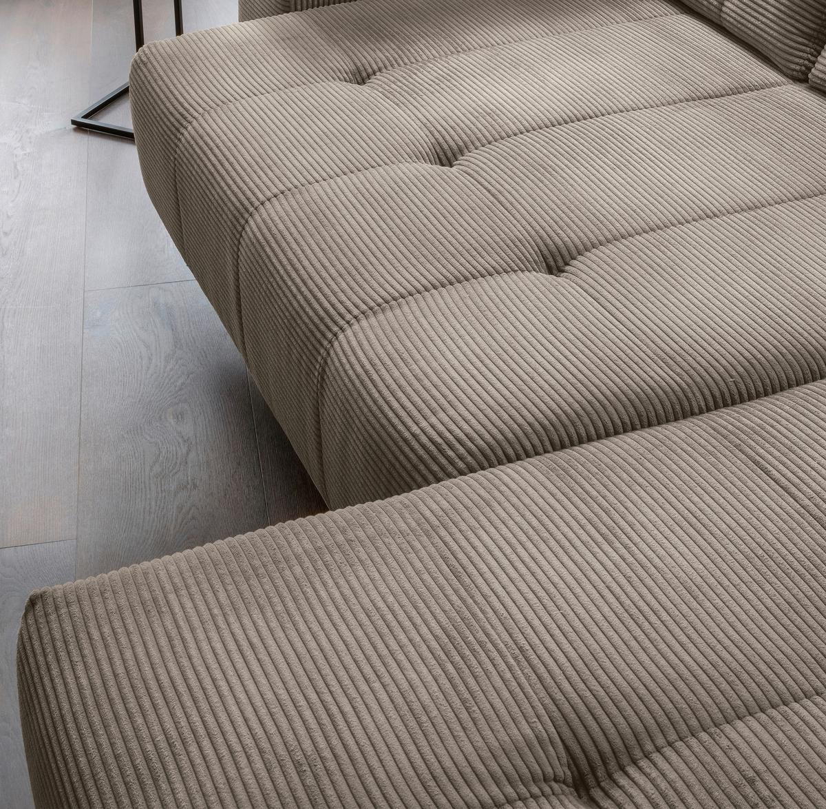 Ecksofa Fiore, Graubraun S: 272x200 cm - Graubraun/Schwarz, MODERN, Textil (272/200cm) - Livetastic