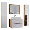 Badezimmer Lendas 5-teilig Honig B:147 cm - Honigeiche/Weiß, MODERN, Keramik/Holzwerkstoff (147cm) - MID.YOU