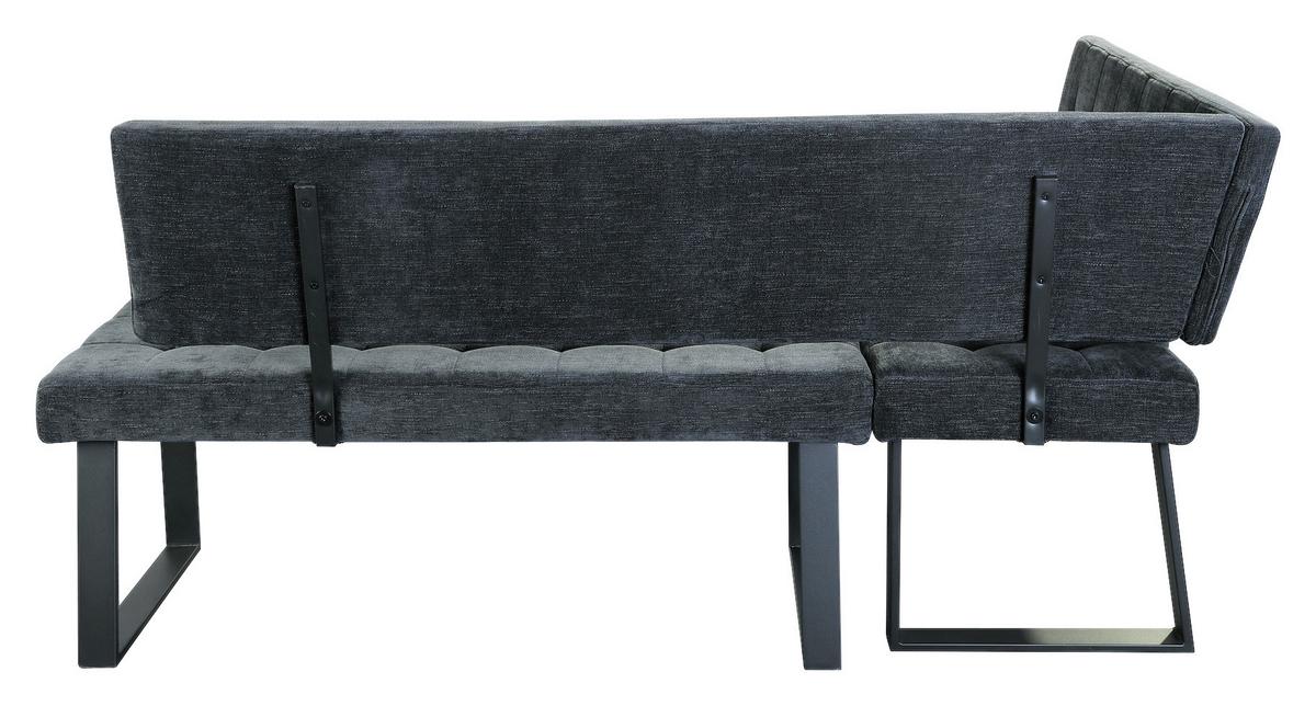 Eckbank Dunkelgrau Polyester Laslo 134x185 cm - Dunkelgrau/Schwarz, MODERN, Textil/Metall (134/185cm) - MID.YOU