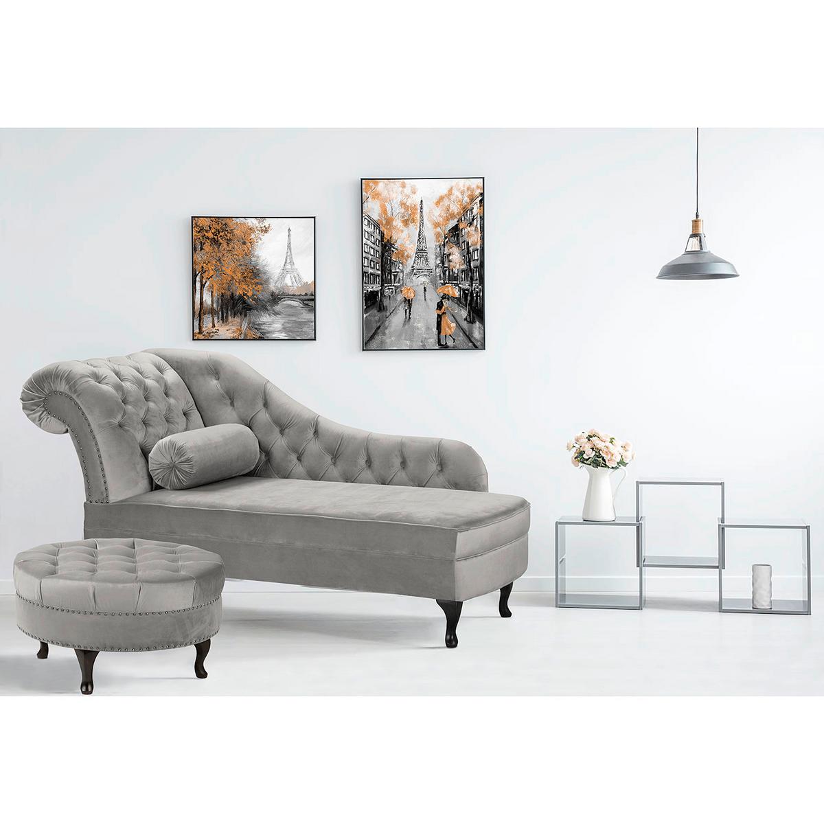 Récamiere Pako Grau B: 185cm - Braun/Grau, Design, Textil (185/93/75cm) - Livetastic