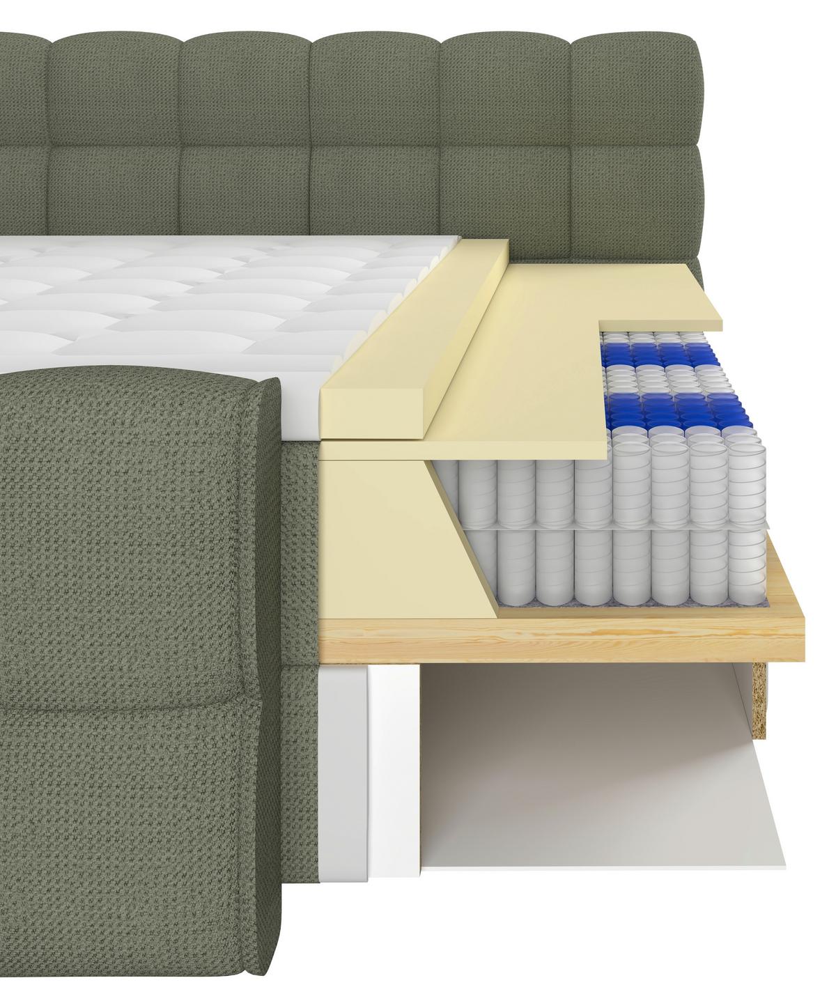 BOXSPRINGBETT inkl. Bettkasten 160x200 - Schwarz/Grün, Trend, Holz/Holzwerkstoff (160/200cm) - Sembella