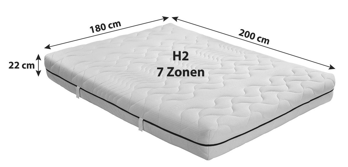 Komfortschaummatratze Ergo Duo 180x200cm Mittelfest - Weiß, Textil (180/200cm) - Primatex