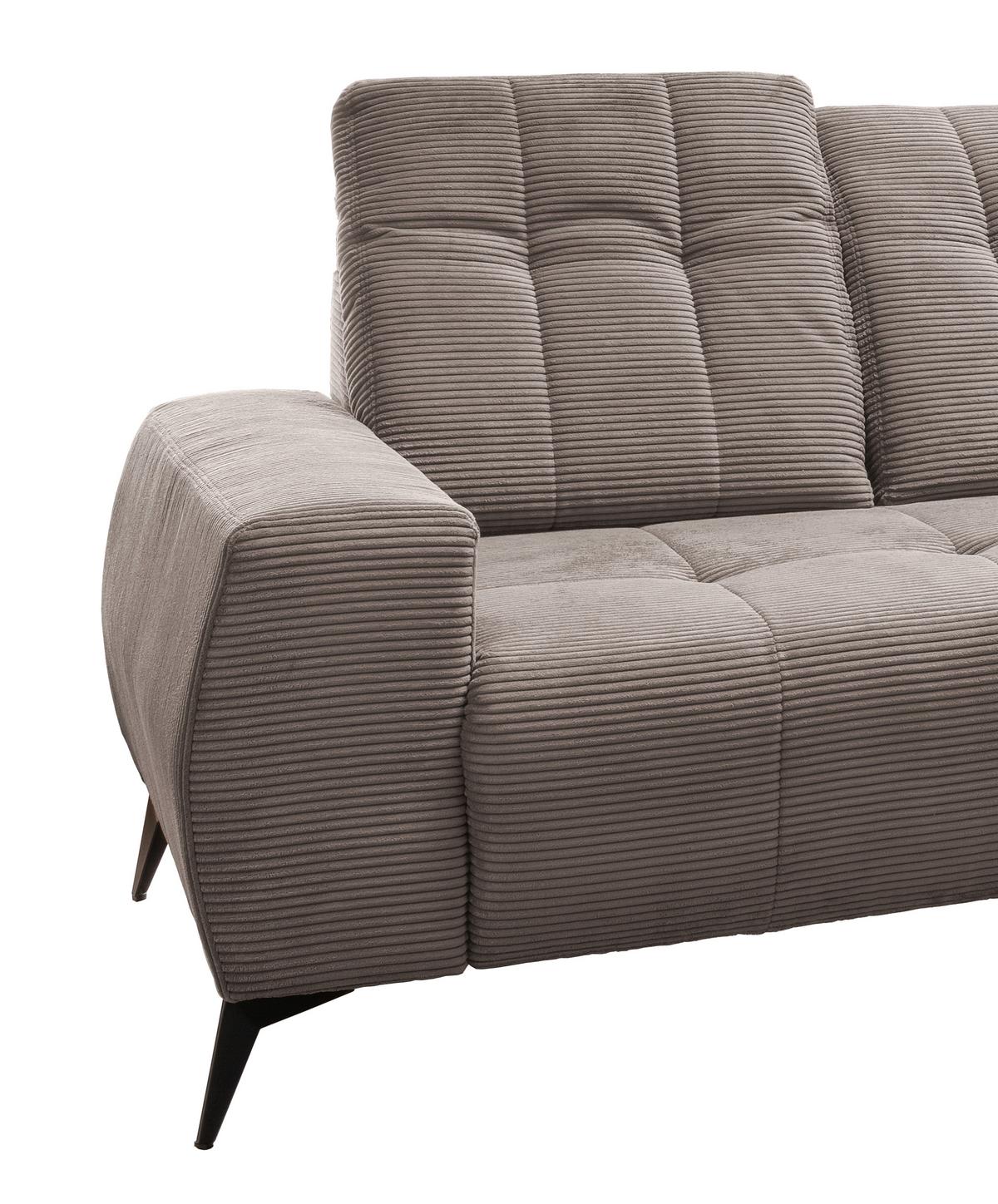 Ecksofa mit USB Anschluss Sano, Graubraun, S: 258x180 cm - Graubraun/Schwarz, MODERN, Textil (258/180cm) - Livetastic