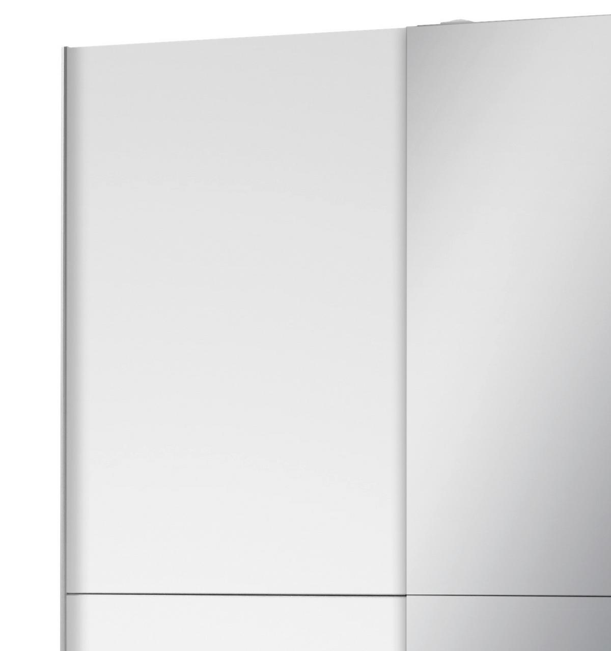 Schwebetürenschrank Mit Spiegel 125cm Fast, Weiß - Silberfarben/Weiß, Basics, Glas (125/195,5/38cm) - P & B