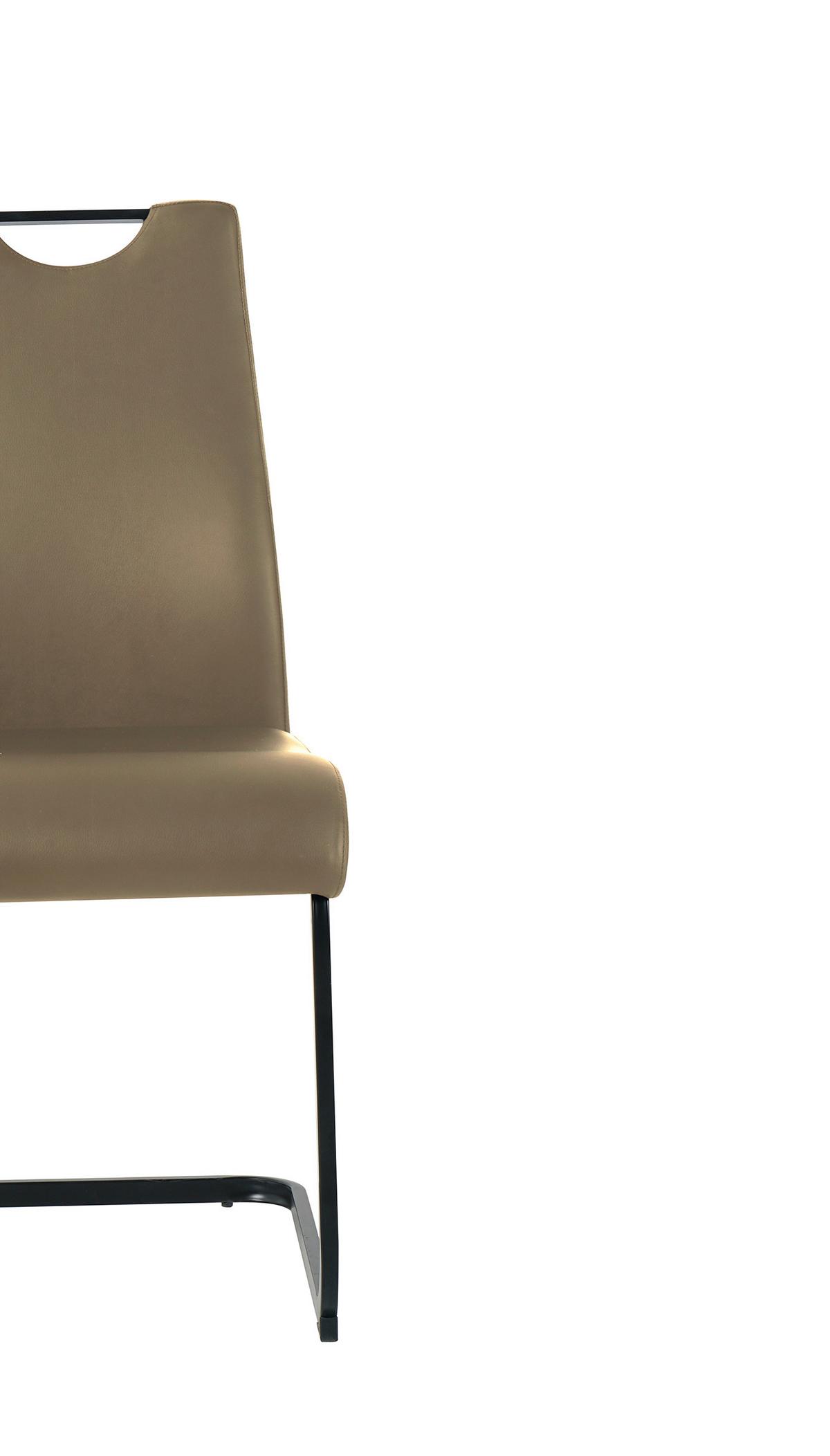 Stuhl-set Lederlook Taupe, B: 42cm - Taupe/Schwarz, Design, Kunststoff/Textil (42/98/56cm) - Livetastic