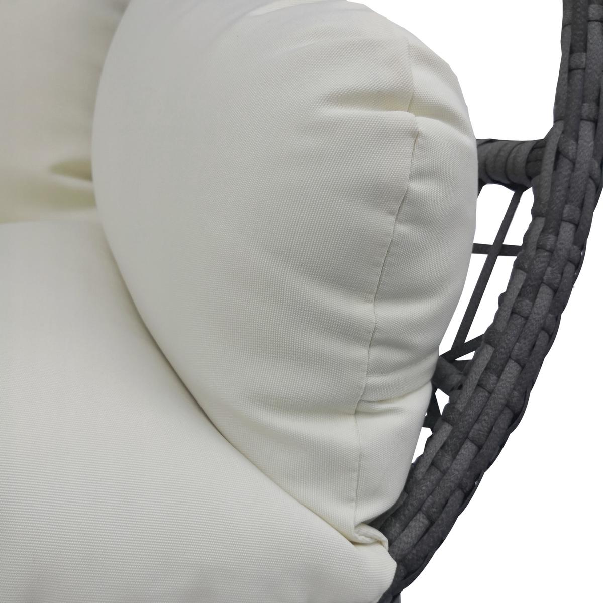 Hängesessel Mit Gestell Kuba Inkl. Sitz- Und Rückenkissen - Anthrazit/Weiß, Basics, Kunststoff/Textil (103/208/103cm)