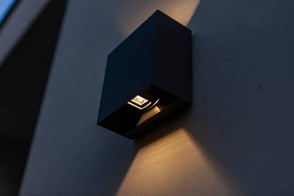 Außenwandleuchte Gemini Beams 10w Aluminium, Wandmontage - Schwarz, Basics, Metall (11/11/6cm)