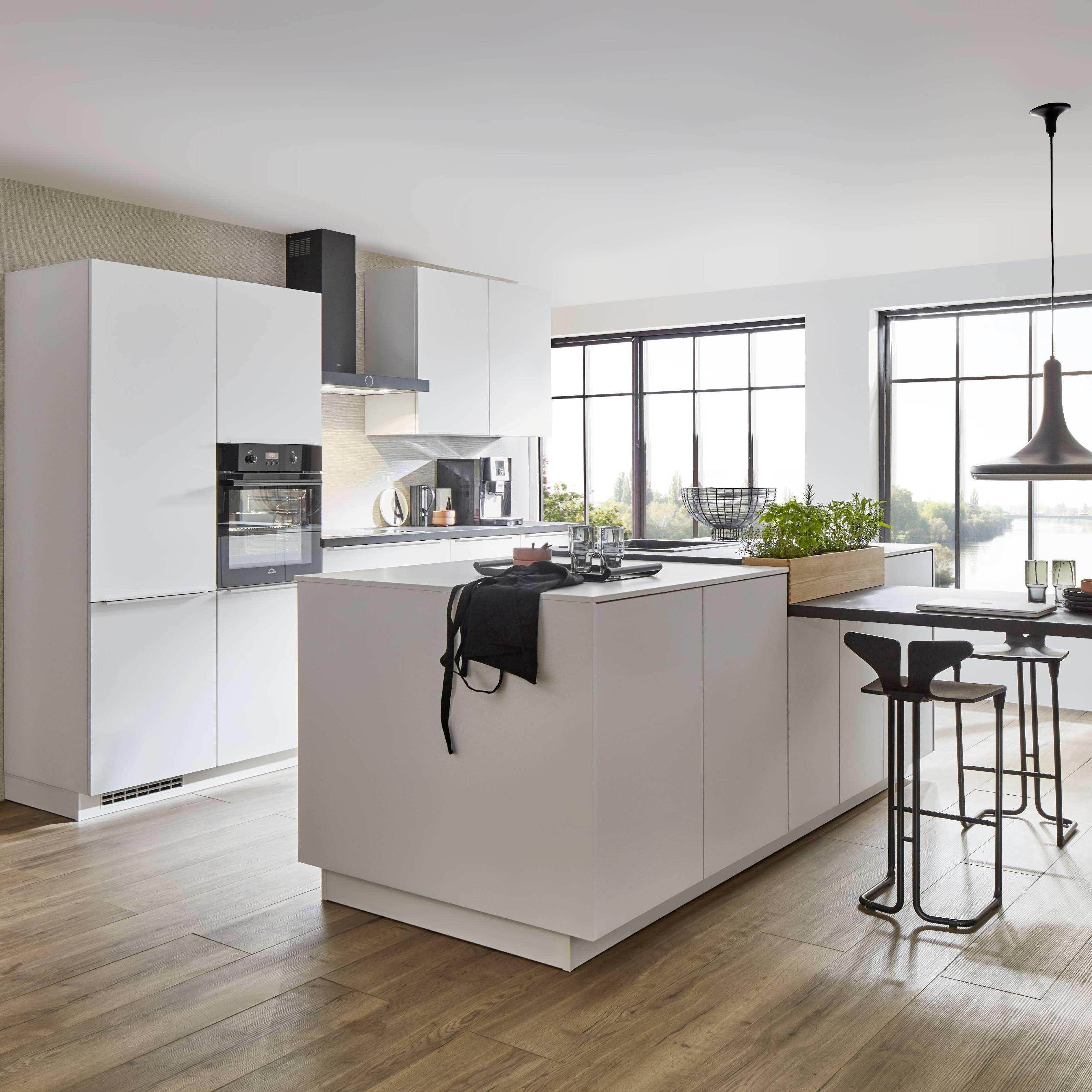 Einbauküche Eastbourne Frei Planbar Mit Griffleiste Küche - Weiß, MODERN, Holzwerkstoff - Vertico