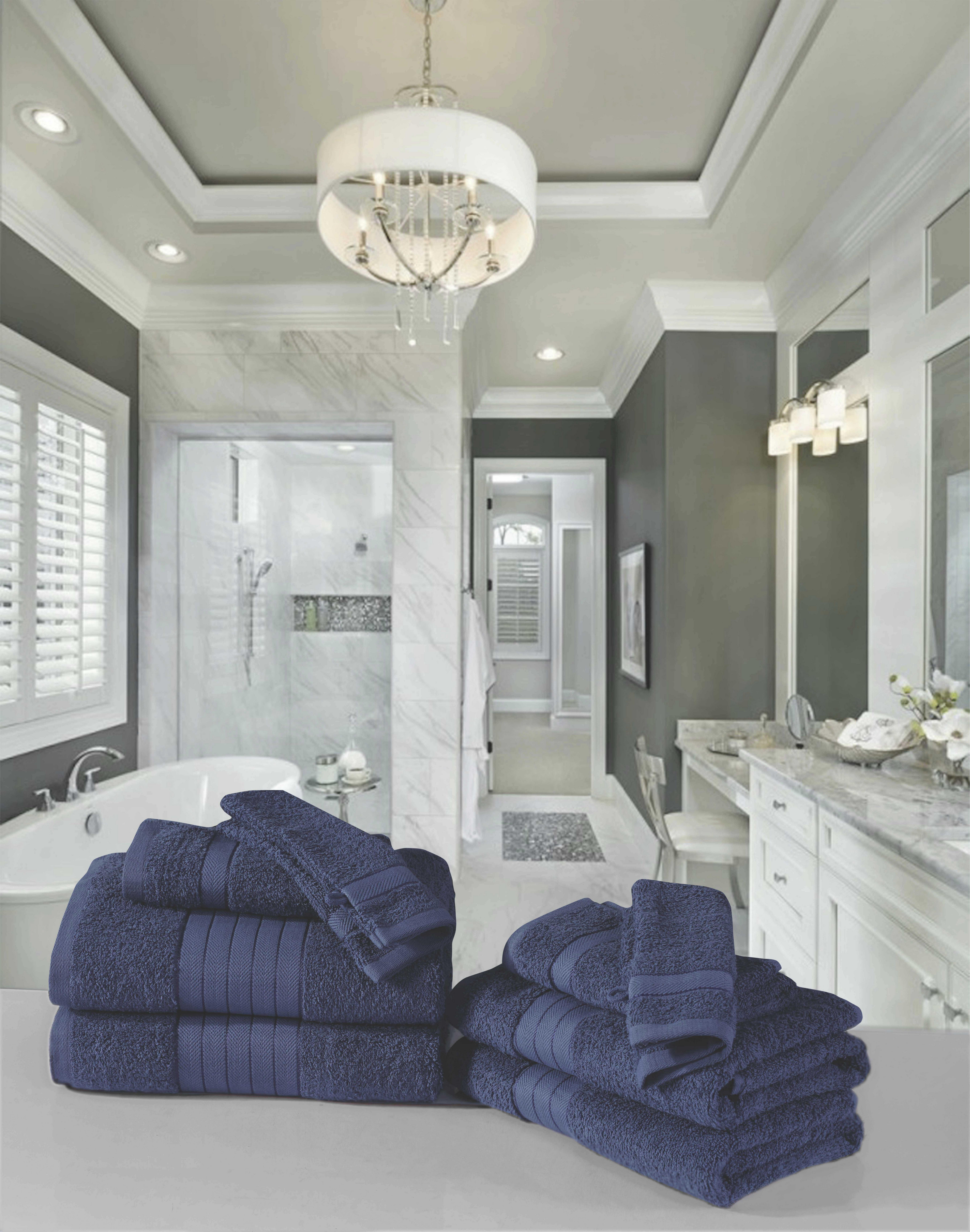 8-teiliges Frottierset in Dunkelblau