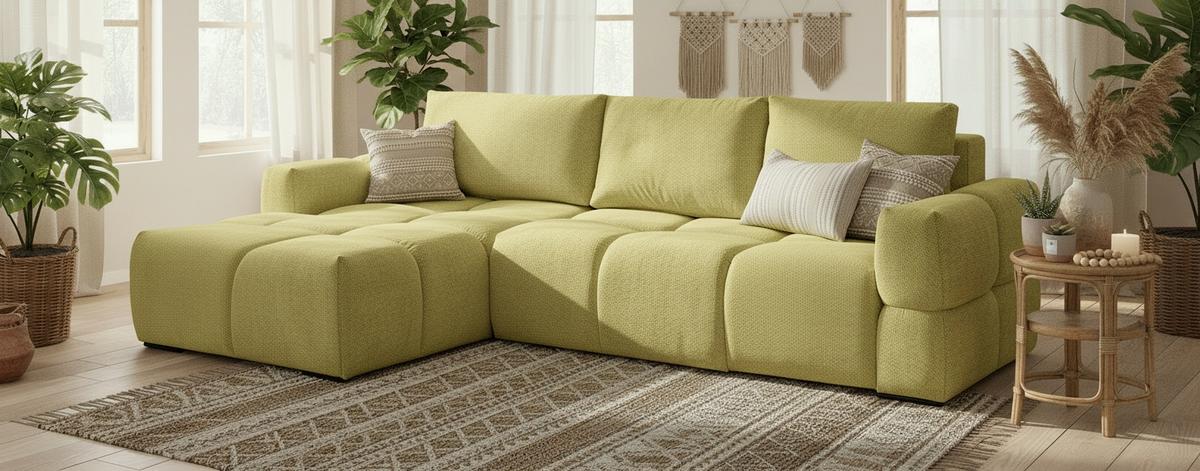 Ecksofa Taremi Senfgelb S 173x299 cm - Senfgelb/Schwarz, Design, Textil (173/299cm) - Stylife