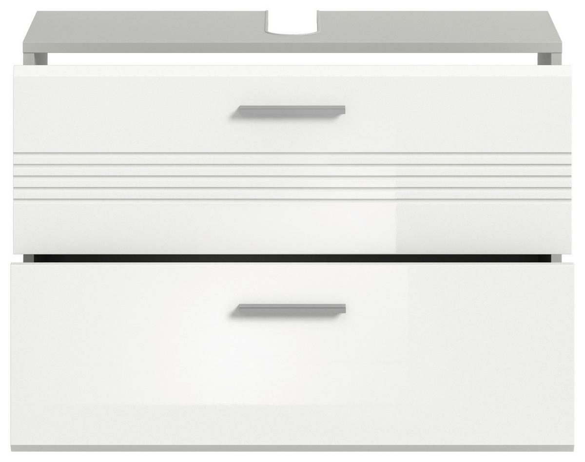 Waschbeckenunterschrank Copa B: 80 cm Weiß/Grau - Weiß Hochglanz/Weiß, MODERN, Holzwerkstoff (80/56/32cm) - MID.YOU