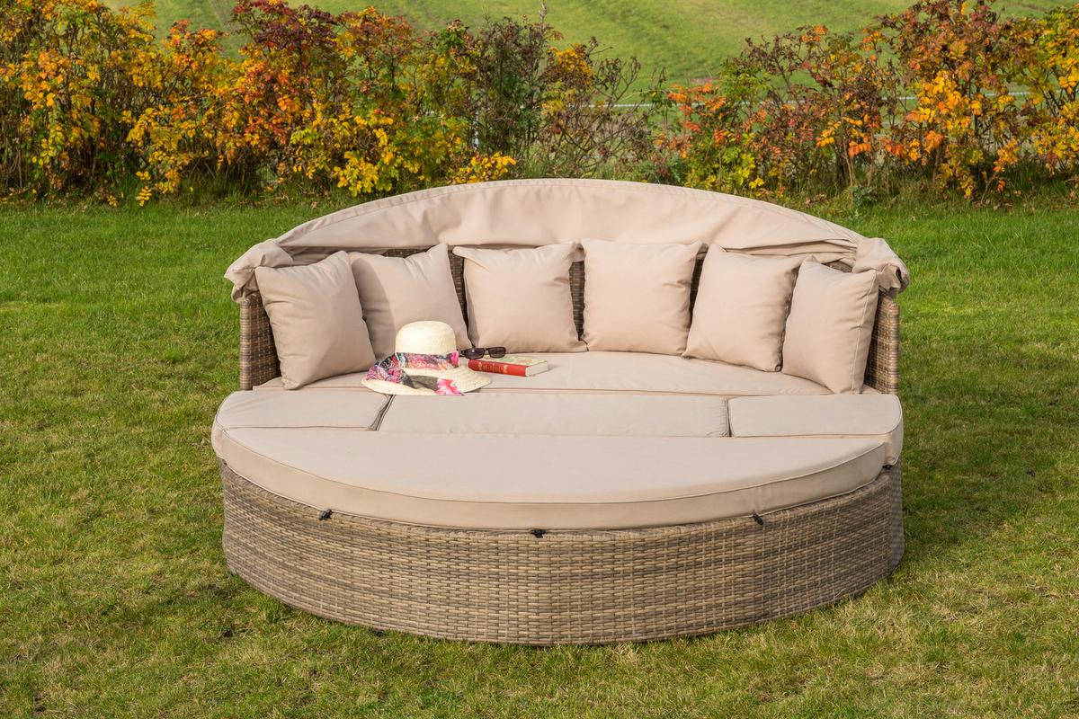 Gartenmuschel Riva Metall/ Kunststoff/Textil verstellbar - Beige/Naturfarben, KONVENTIONELL, Kunststoff/Textil (180/88/183cm) - Gardenson