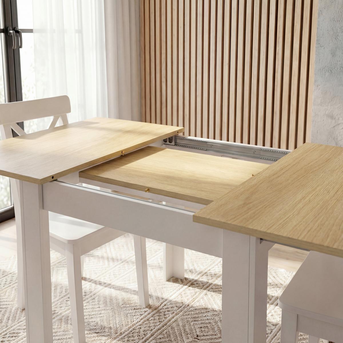 Esstisch Pesoli Weiß/Honigeiche L: 80cm - Honigeiche/Weiß, MODERN, Holzwerkstoff (80/75/80cm) - MID.YOU