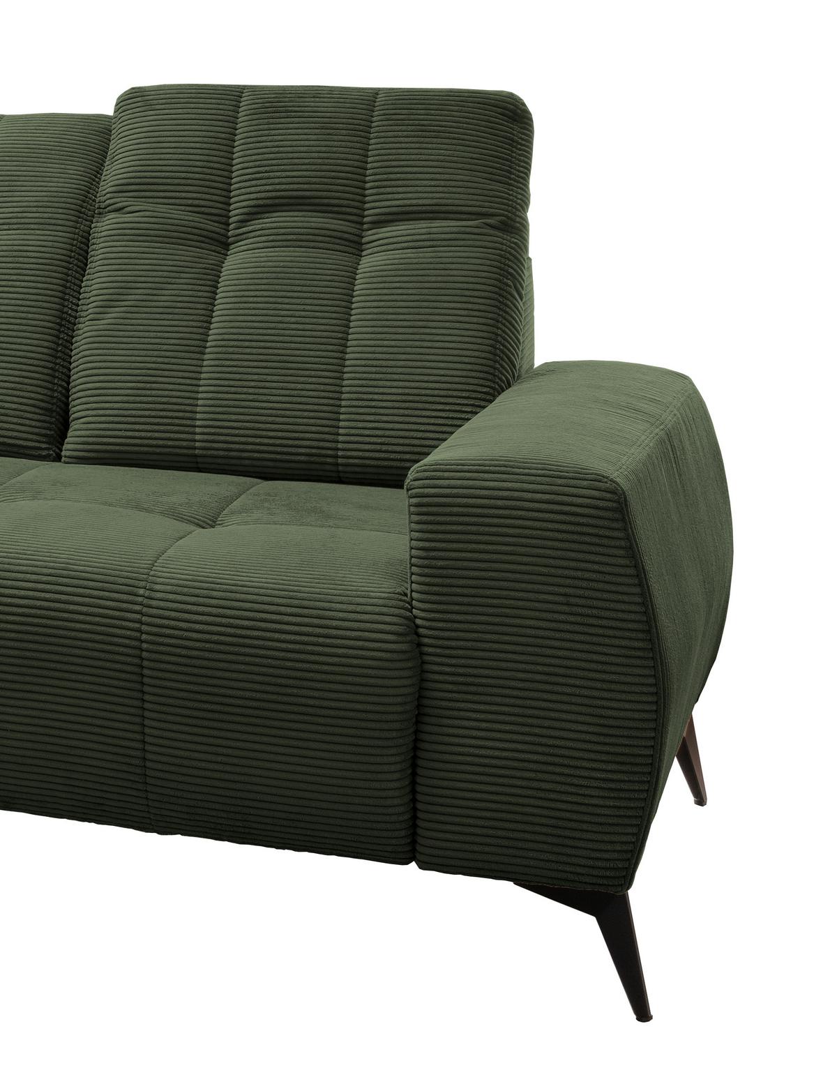 Ecksofa mit USB Anschluss Sano, Dunkelgrün,s: 180x258 cm - Dunkelgrün/Schwarz, MODERN, Textil (180/258cm) - Livetastic