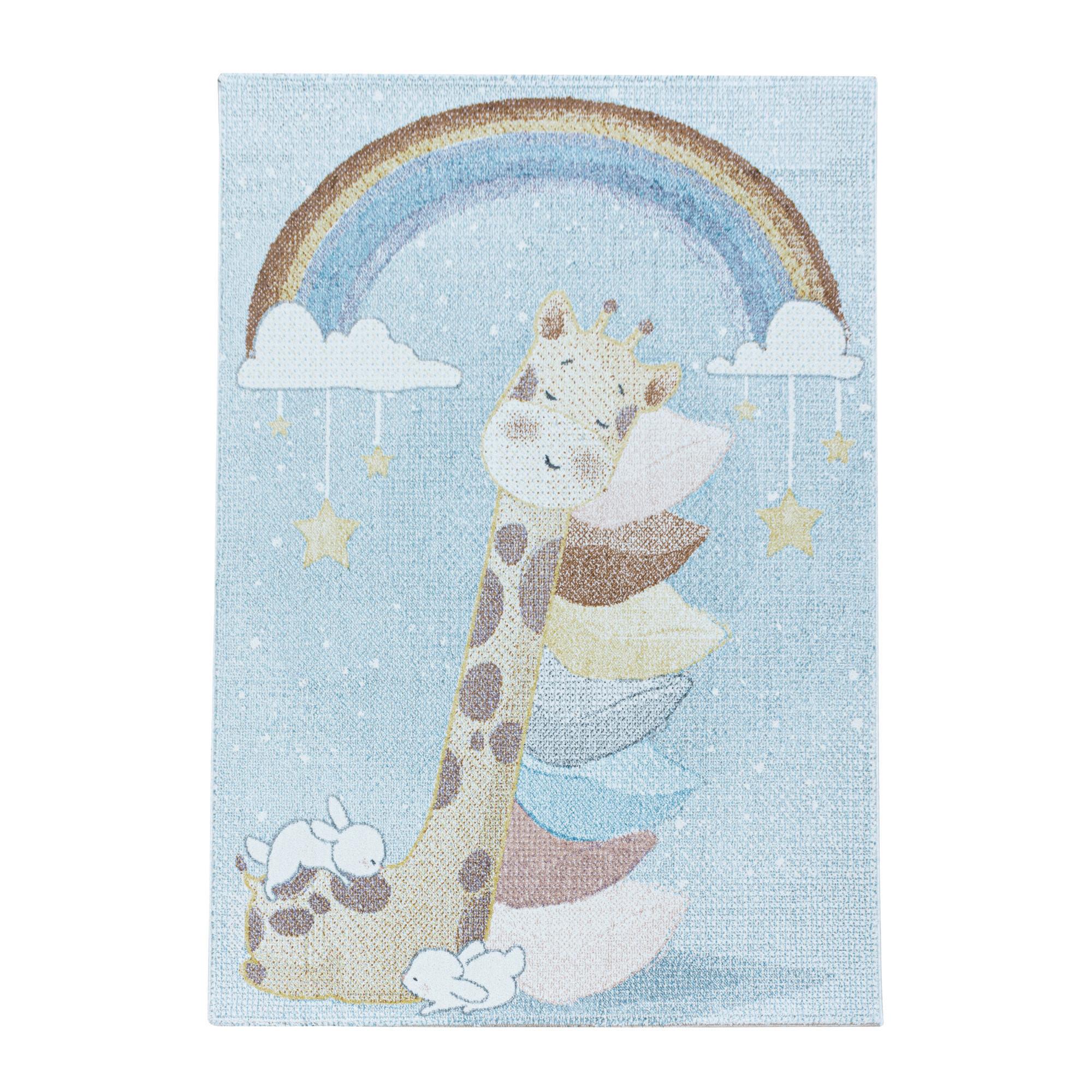 Kinderteppich Giraffe Blau Lucky 80x150 cm