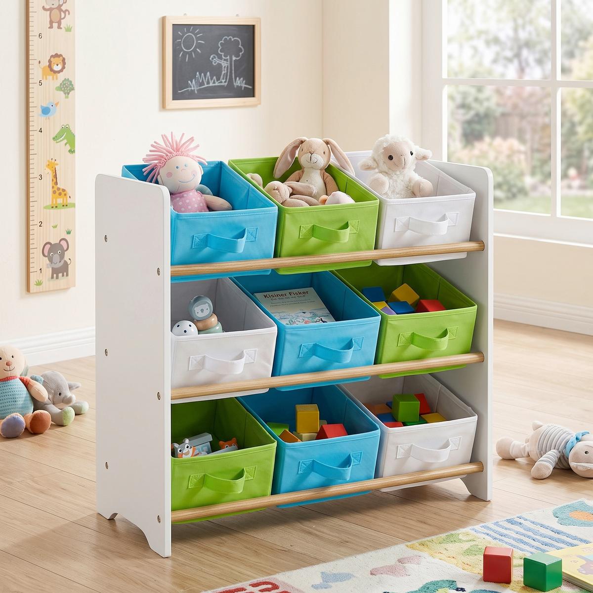 Kinderregal inkl. Boxen 65 cm Weiß - Weiß/Hellblau, MODERN, Holz/Holzwerkstoff (65/60/30cm) - Kesper