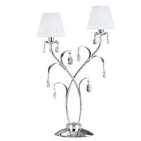 KRISTALL-TISCHLEUCHTE 4865/LG - Chromfarben/Weiß, KONVENTIONELL, Glas/Textil (45/70cm)