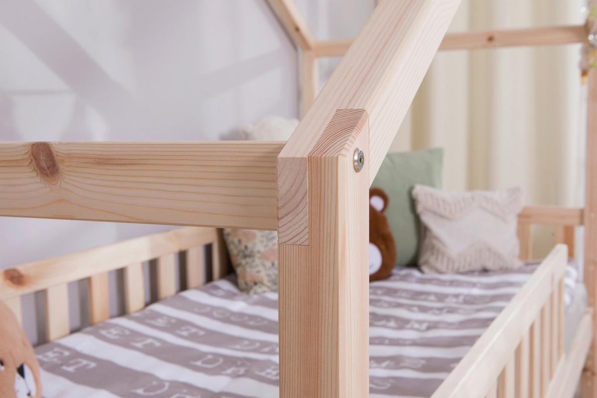 Hausbett Lou Bettschublade Naturfarben B: 100 Cm - Naturfarben/Weiß, MODERN, Holz/Textil (100/200cm) - MID.YOU