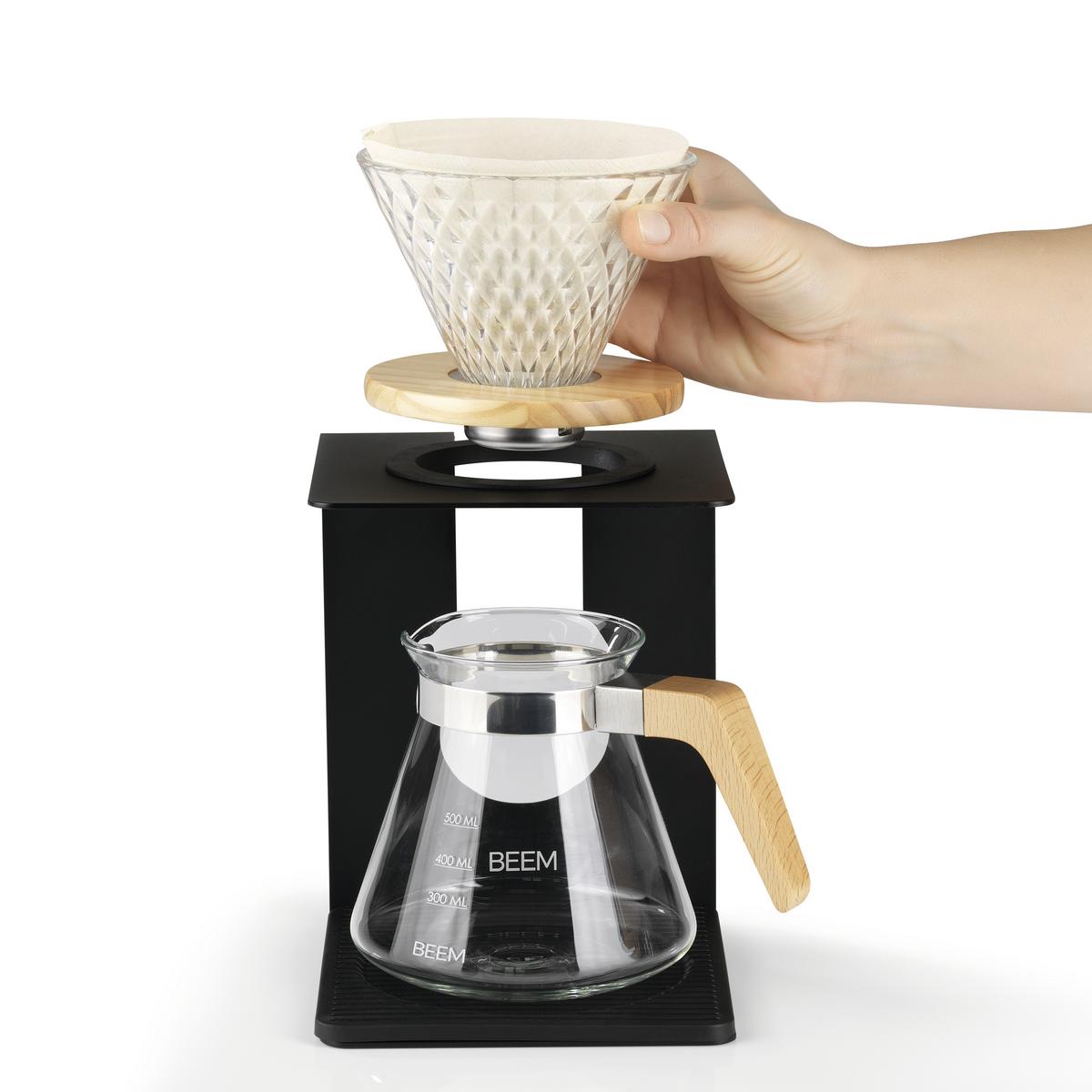 French Press Pour Over Set inkl. Kaffeefilter, Glaskanne - Schwarz, Basics, Glas (14/26,5/19cm) - Beem