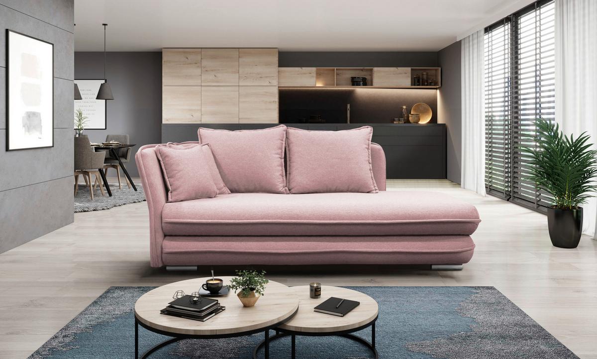 Liege Latte Rosa Inkl. Bettkasten Ottomane Links - Silberfarben/Rosa, Design, Textil (107/84/99/224cm) - MID.YOU