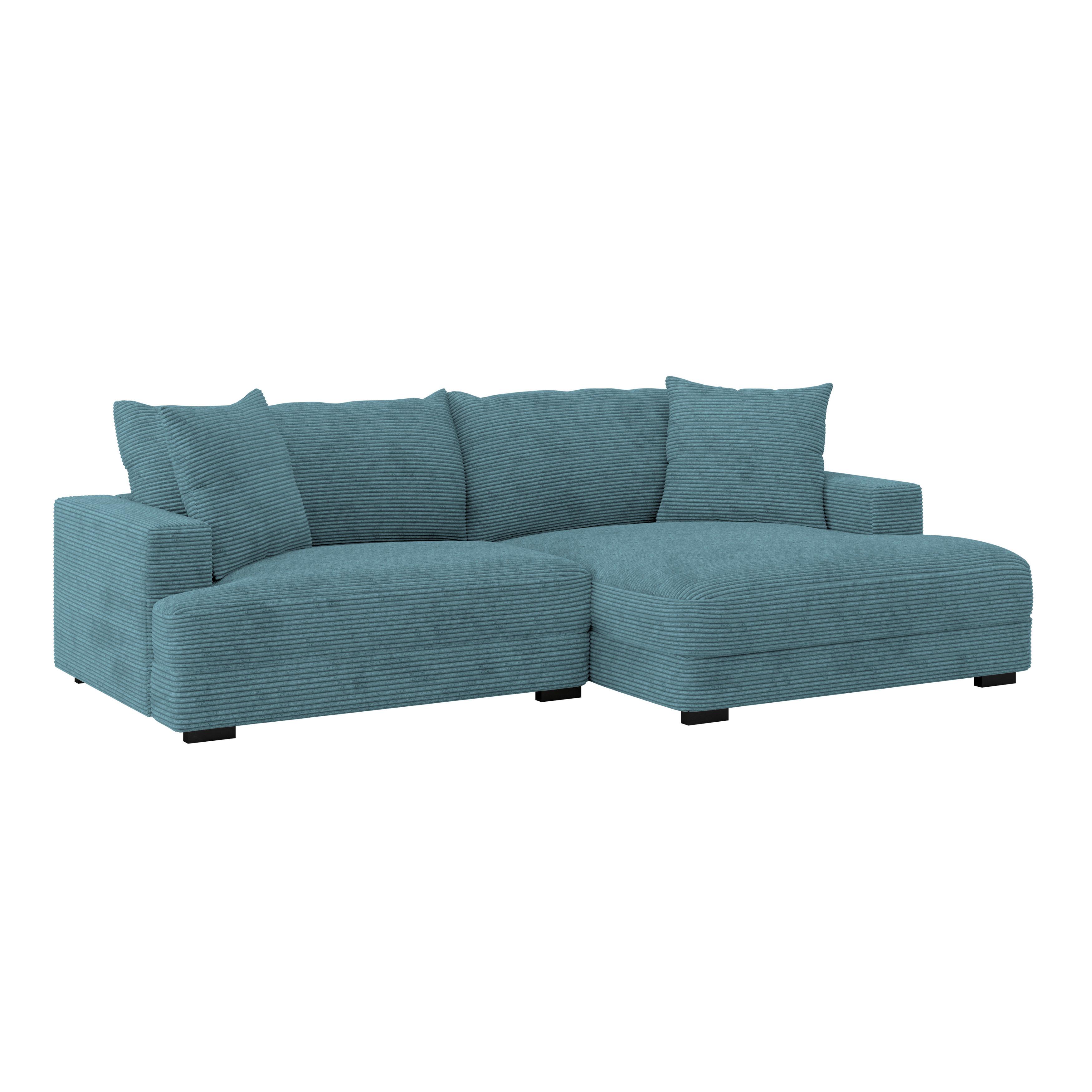 Ecksofa Pelle - Türkis/Schwarz, MODERN, Textil (265/180cm)