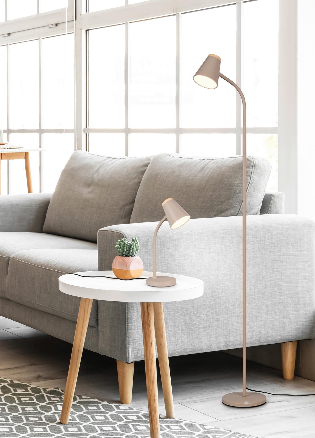 LED-Tischleuchte Pongo Braun Beige B: 13 cm - Beige/Braun, Basics, Kunststoff/Metall (36/13/23cm)