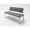 Sitzbank Arco Leder Grau B: 155 cm - Edelstahlfarben/Grau, Trend, Leder/Metall (155/86/59cm)