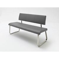 Sitzbank Arco Leder Grau B: 155 cm - Edelstahlfarben/Grau, Trend, Leder/Metall (155/86/59cm)