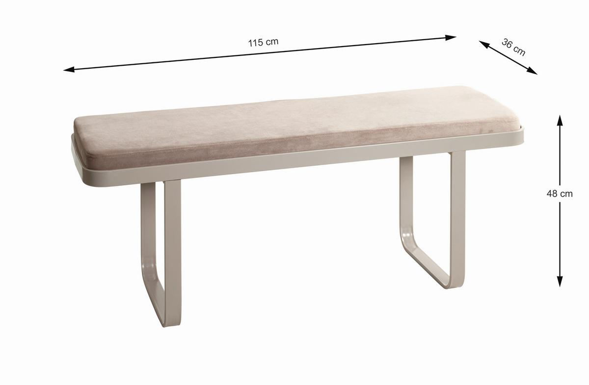 LAVICA DARIO 2 - kašmírová, Konventionell, kov/textil (115/48/36cm)